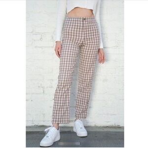 Brandy Melville Brown Tilden Plaid Pants Trousers High Waisted